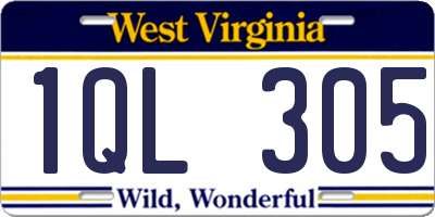 WV license plate 1QL305