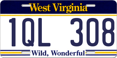 WV license plate 1QL308