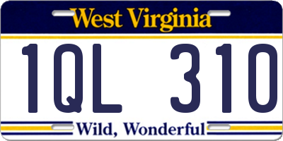 WV license plate 1QL310
