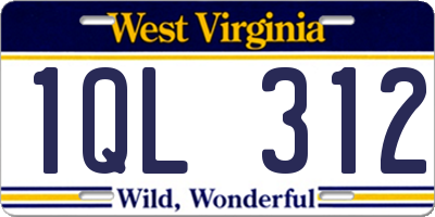 WV license plate 1QL312