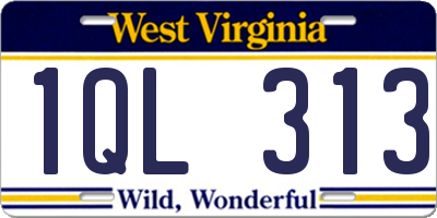 WV license plate 1QL313
