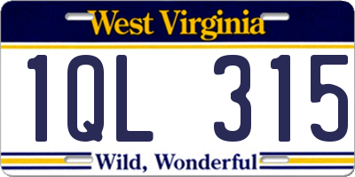 WV license plate 1QL315