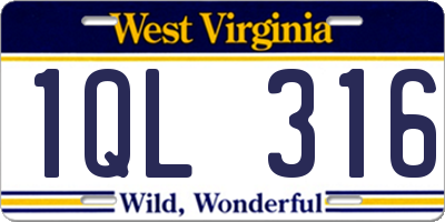 WV license plate 1QL316