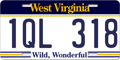 WV license plate 1QL318