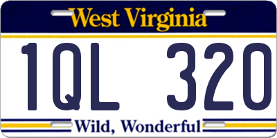 WV license plate 1QL320