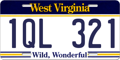 WV license plate 1QL321