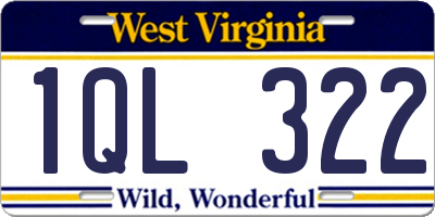WV license plate 1QL322