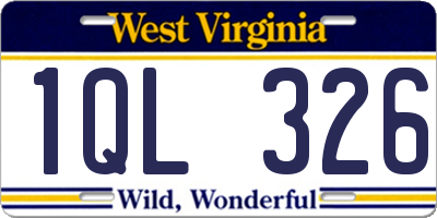 WV license plate 1QL326