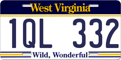 WV license plate 1QL332