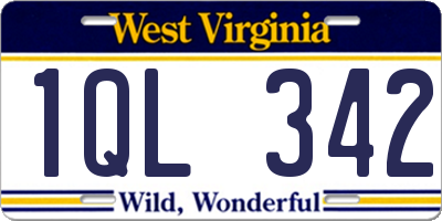 WV license plate 1QL342