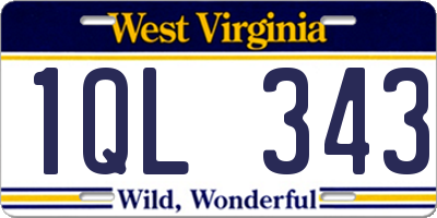 WV license plate 1QL343