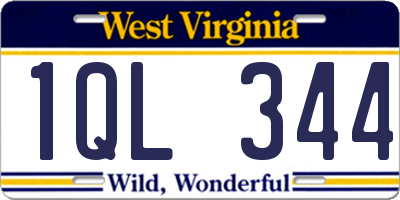 WV license plate 1QL344