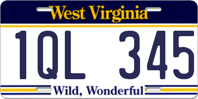 WV license plate 1QL345
