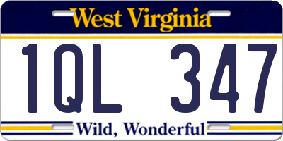 WV license plate 1QL347