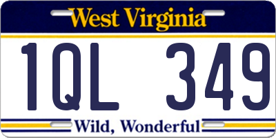 WV license plate 1QL349