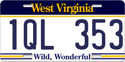 WV license plate 1QL353