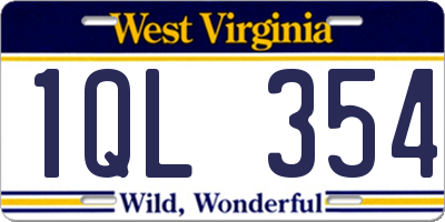 WV license plate 1QL354