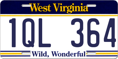 WV license plate 1QL364