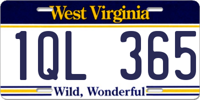 WV license plate 1QL365