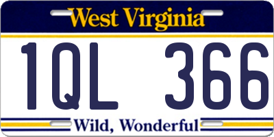 WV license plate 1QL366