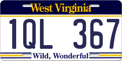 WV license plate 1QL367