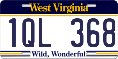 WV license plate 1QL368