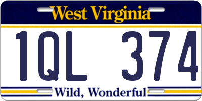 WV license plate 1QL374