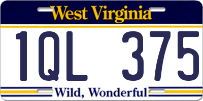 WV license plate 1QL375