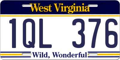 WV license plate 1QL376