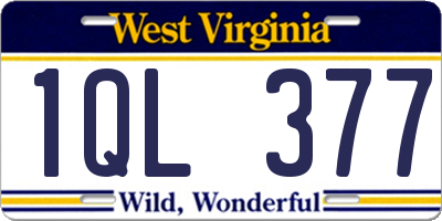 WV license plate 1QL377