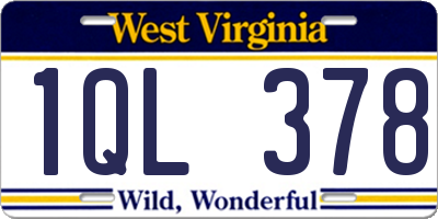 WV license plate 1QL378