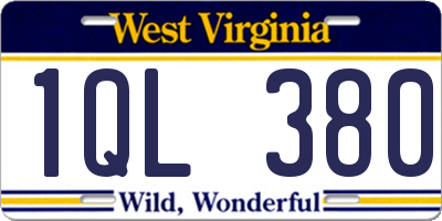 WV license plate 1QL380