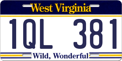 WV license plate 1QL381