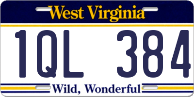 WV license plate 1QL384