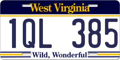WV license plate 1QL385