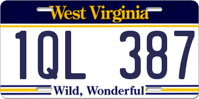WV license plate 1QL387