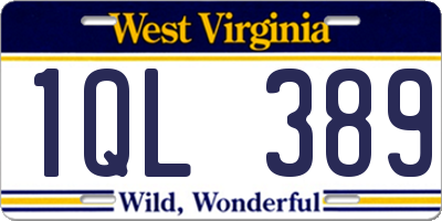 WV license plate 1QL389