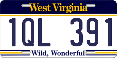 WV license plate 1QL391