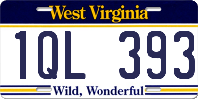 WV license plate 1QL393