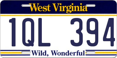 WV license plate 1QL394