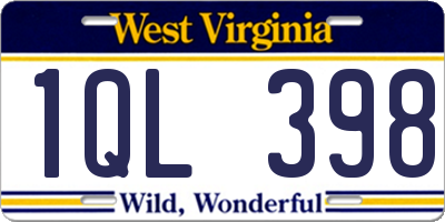 WV license plate 1QL398