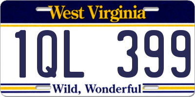 WV license plate 1QL399