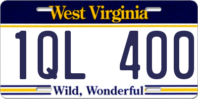 WV license plate 1QL400