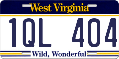 WV license plate 1QL404