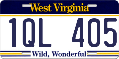 WV license plate 1QL405