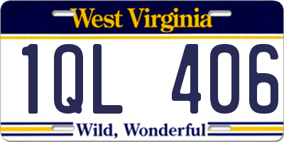 WV license plate 1QL406