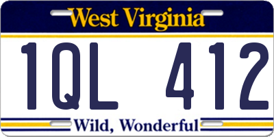 WV license plate 1QL412