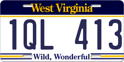 WV license plate 1QL413