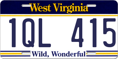 WV license plate 1QL415