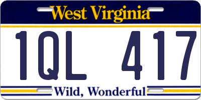 WV license plate 1QL417